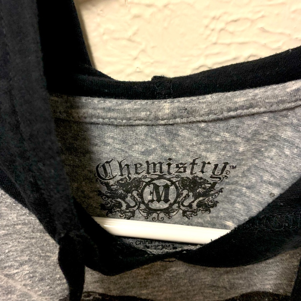 Black and gray chemistry hoodie. Lion with sunglasses and braids size medium